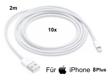 10x iPhone 8 Plus Lightning auf USB Kabel 2m Ladekabel